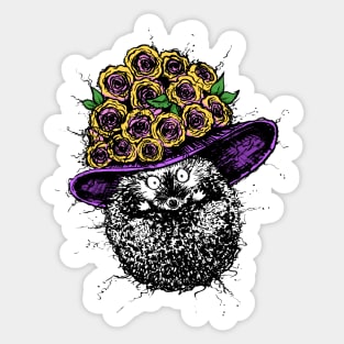 A Cute Little Hedgehog with a Cute Little Sun Hat Sticker